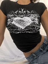 Kurzarm-T-Shirt mit Vintage-Herz-Print